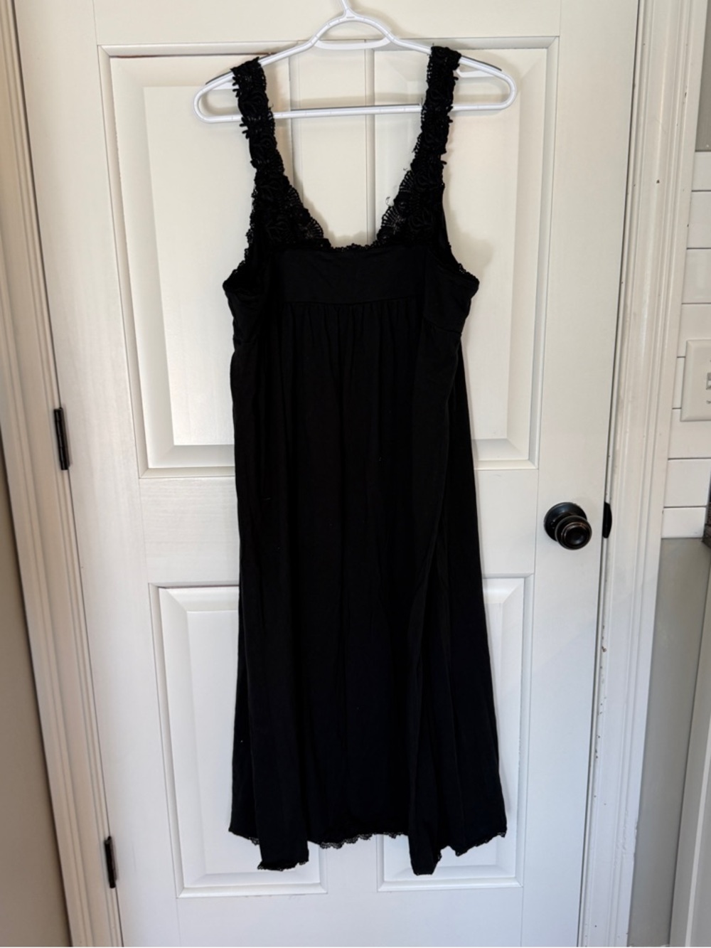 Eileen West Queen Anne’s Lace Black Cotton Nightgown Dress XL Lace 25345 - Picture 10 of 12